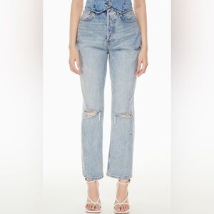 Denim Forum The Joni High Rise, Distressed, Straight Leg Loose 29L Size 32